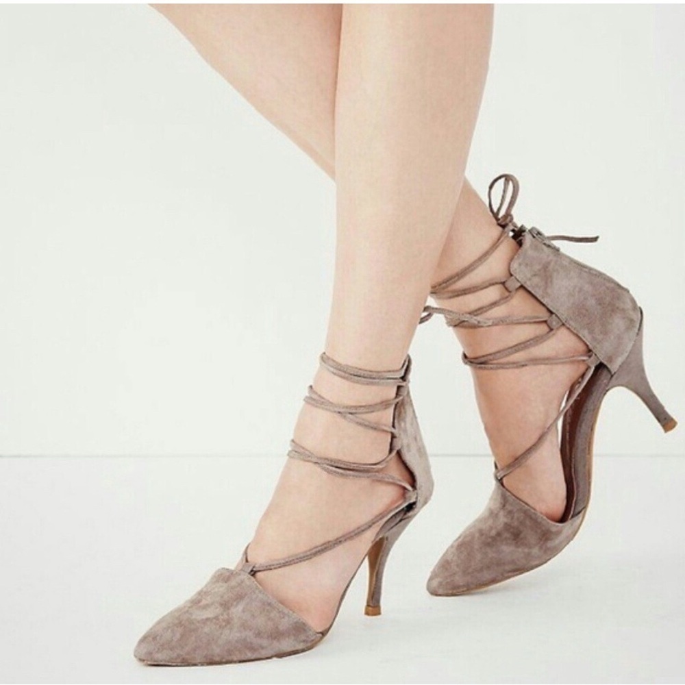 Jeffrey Campbell x Free People Berlin Taupe Lace-Up Heels